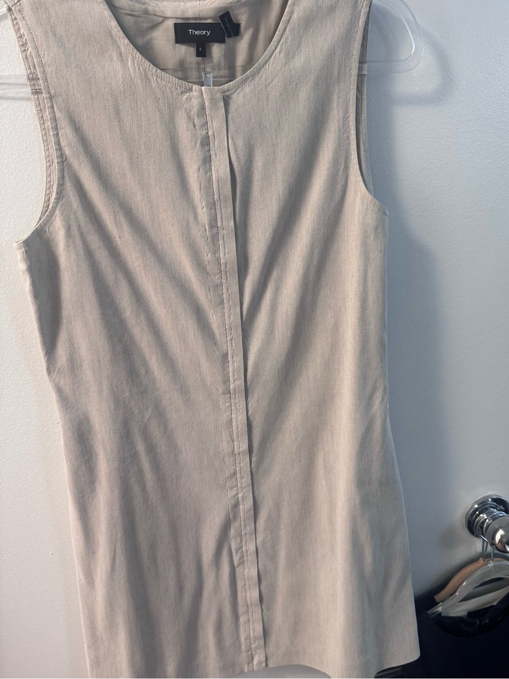 Theory Beige Sleeveless Shift Dress
